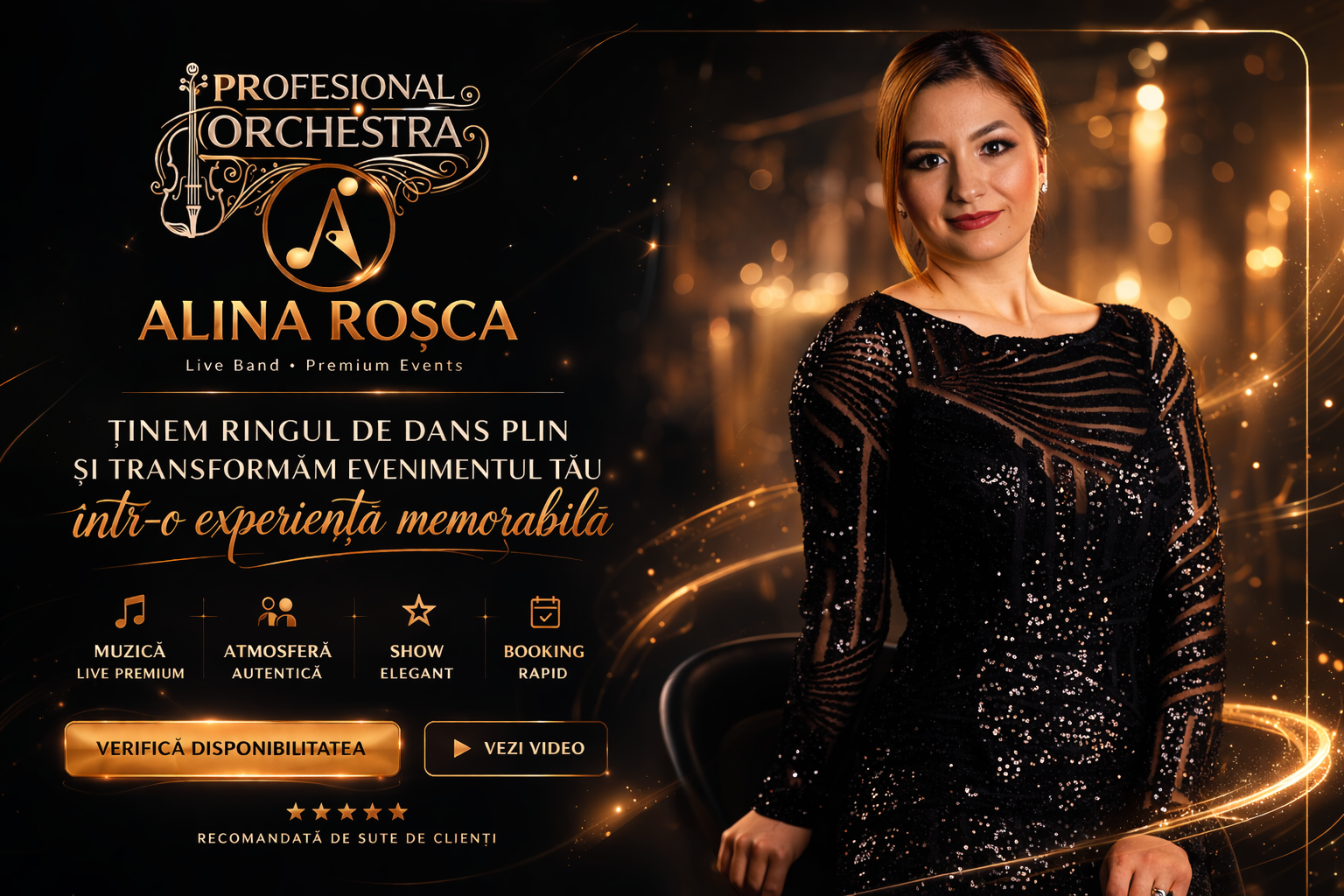 Alina Roșca și Profesional Orchestra – formație de nuntă premium în București